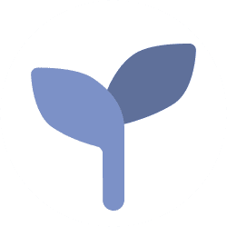Symbol eines stilisierten, blauen Pflanzenblattes auf weißem Hintergrund.